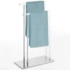 Adina colonna porta asciugamani in acrilico trasparente e acciaio cromato 45x20x h70 cm