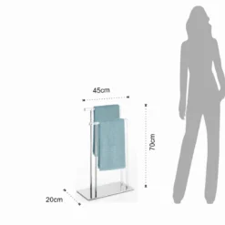 Adina colonna porta asciugamani in acrilico trasparente e acciaio cromato 45x20x h70 cm