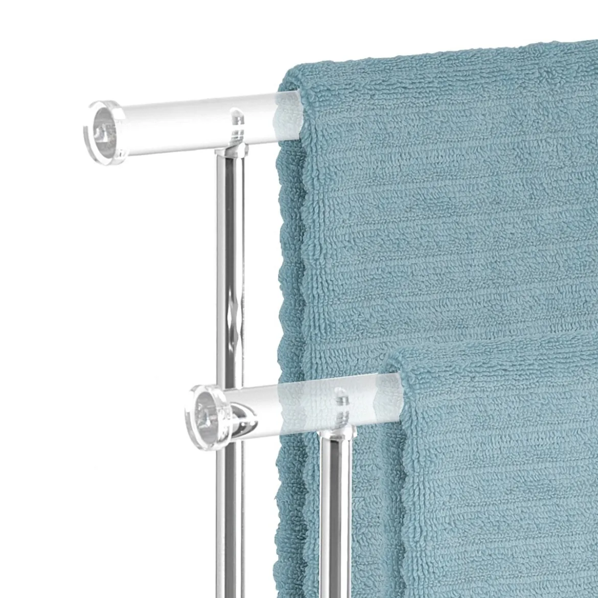 Adina colonna porta asciugamani in acrilico trasparente e acciaio cromato 45x20x h70 cm