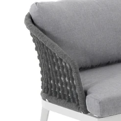 Afteli salotto interno e esterno in alluminio bianco opaco con cuscini tessuto sintetico grigio chiaro