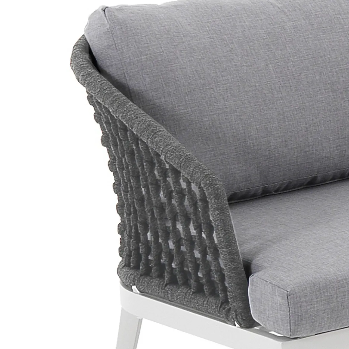 Afteli salotto interno e esterno in alluminio bianco opaco con cuscini tessuto sintetico grigio chiaro