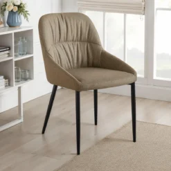 Alice Brown Sedia Imbottita tessuto marrone chiaro easy clean struttura metallo nero opaco h85 l50 p57 seduta h45