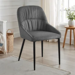 Alice Grey sedia imbottita tessuto grigio easy clean struttura metallo nero opaco h85 l50 p57 seduta h45