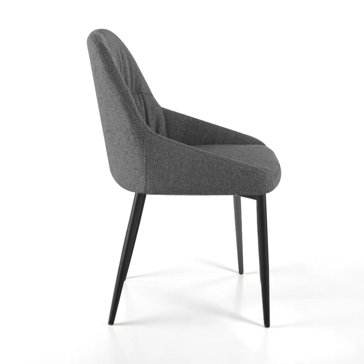 Alice Grey sedia imbottita tessuto grigio easy clean struttura metallo nero opaco h85 l50 p57 seduta h45