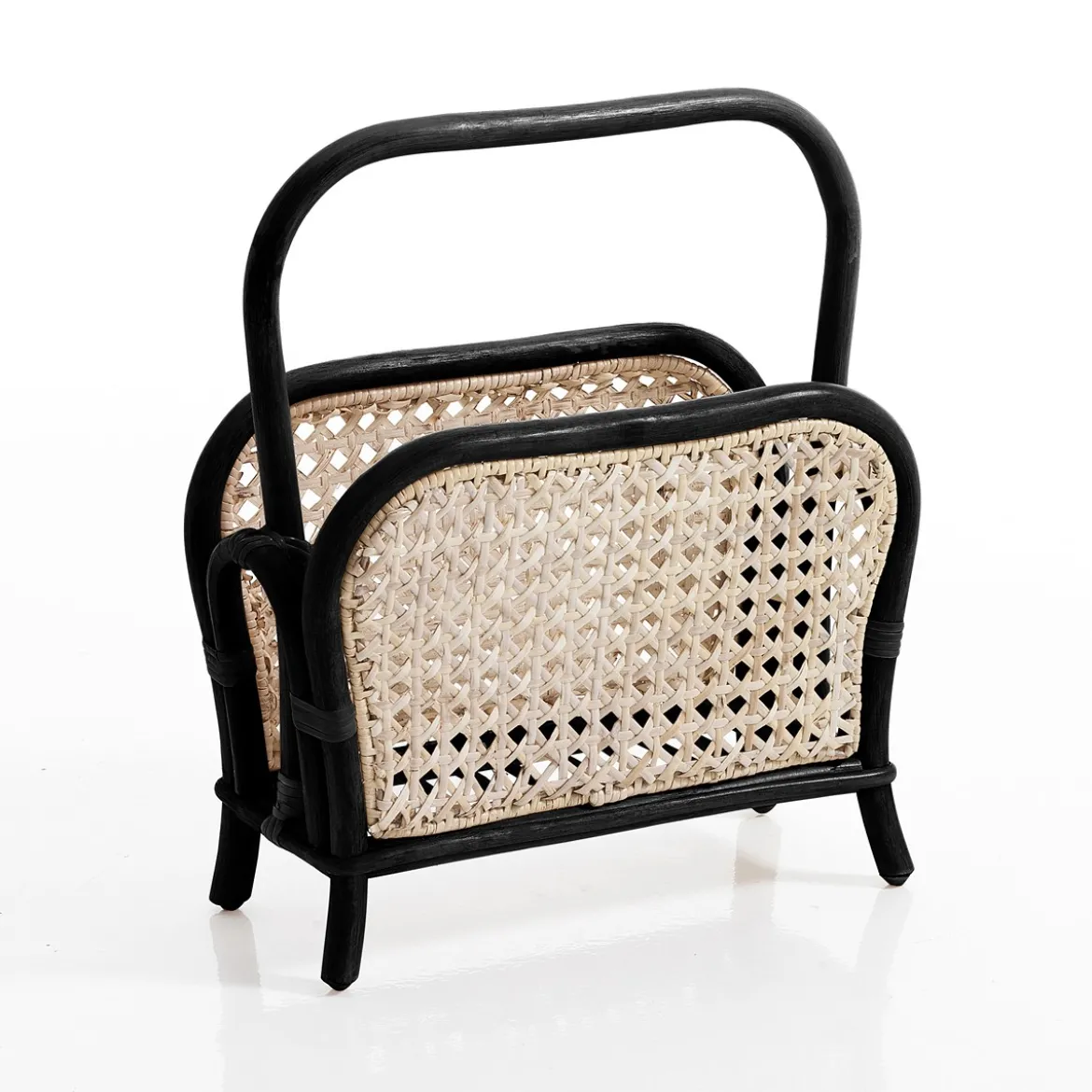 Alopa black portariviste in rattan nero 40x20xh41 cm