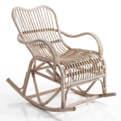 Alpa sedia a dondolo in rattan sbiancato per interno/esterno 100x85xh85 cm