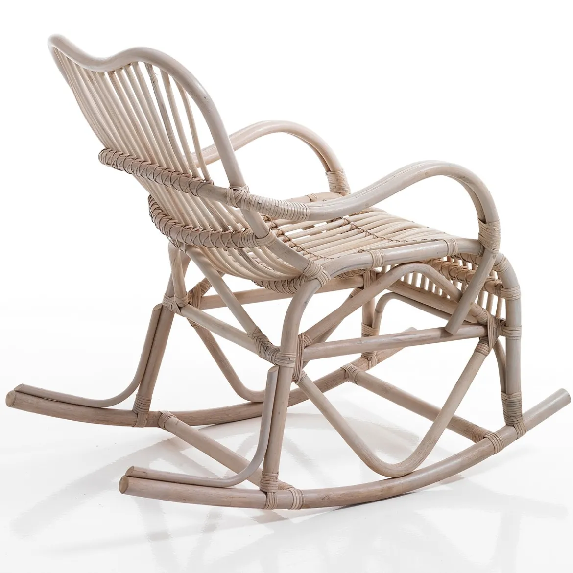 Alpa sedia a dondolo in rattan sbiancato per interno/esterno 100x85xh85 cm