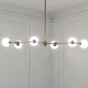 Alycia a clear lampadario acciaio verniciato ottone anticato opaco sfere in vetro trasparente cm 120 x 68 h90