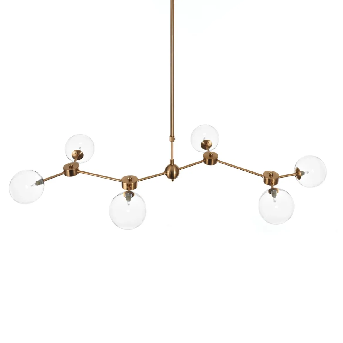 Alycia a clear lampadario acciaio verniciato ottone anticato opaco sfere in vetro trasparente cm 120 x 68 h90