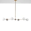 Alycia a lampadario in metallo verniciato ottone opaco e sfere in vetro bianco opaco 120x68 h90-150 cm