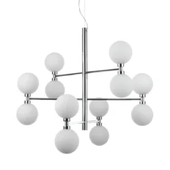 Alycia b lampadario in metallo cromato sfere in vetro bianco opaco con cavo regolabile d75 h56 cm