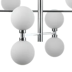 Alycia b lampadario in metallo cromato sfere in vetro bianco opaco con cavo regolabile d75 h56 cm