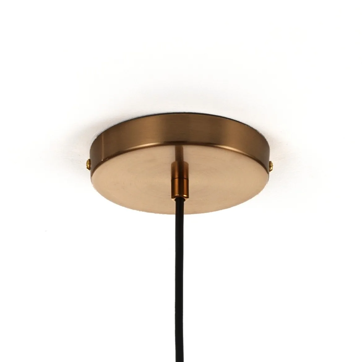 Alycia e lampadario in acciaio oro opaco e 3 sfere in vetro trasparente 115x10xh95-132 cm