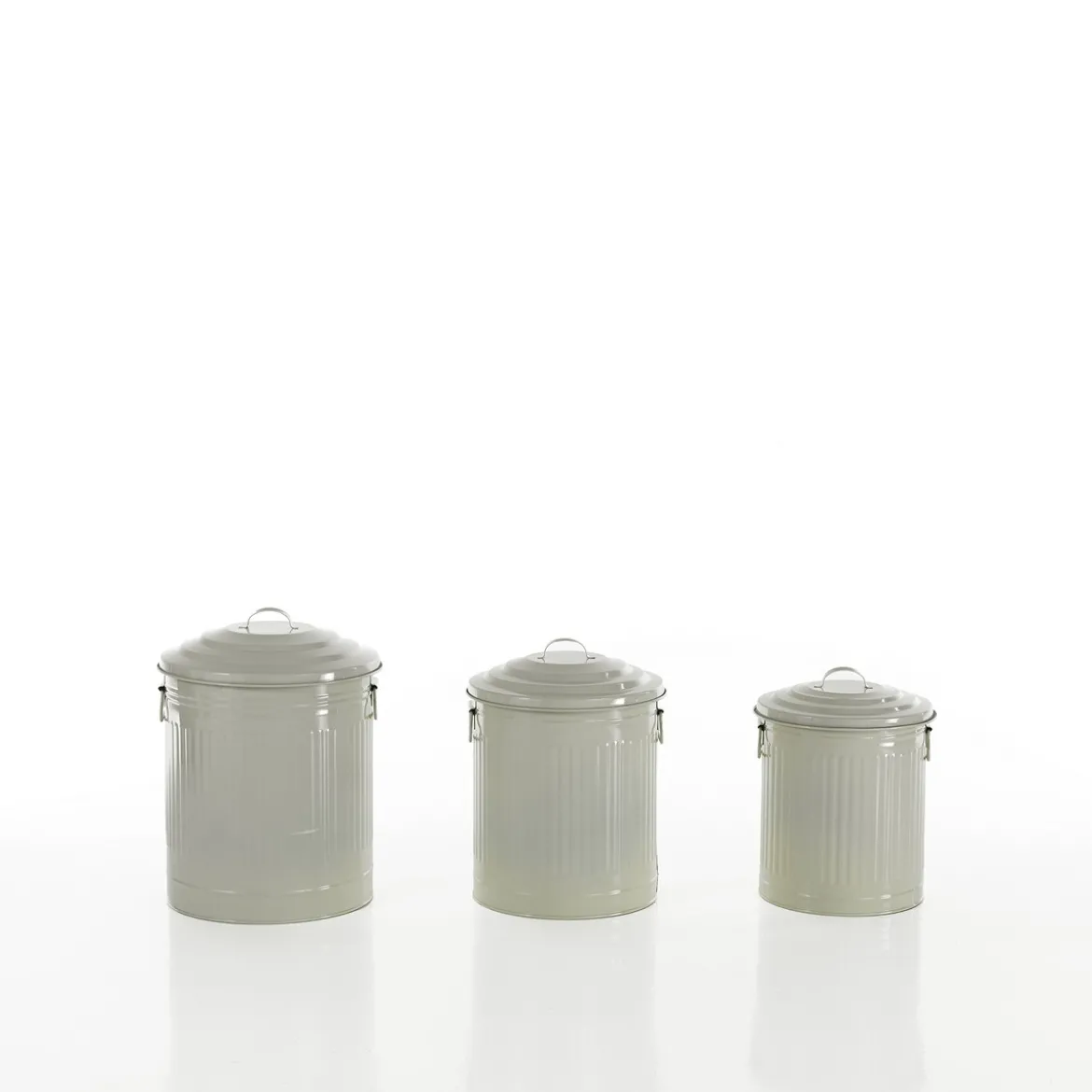 Amerika set 3 mini pattumiere in metallo colore avorio lucido