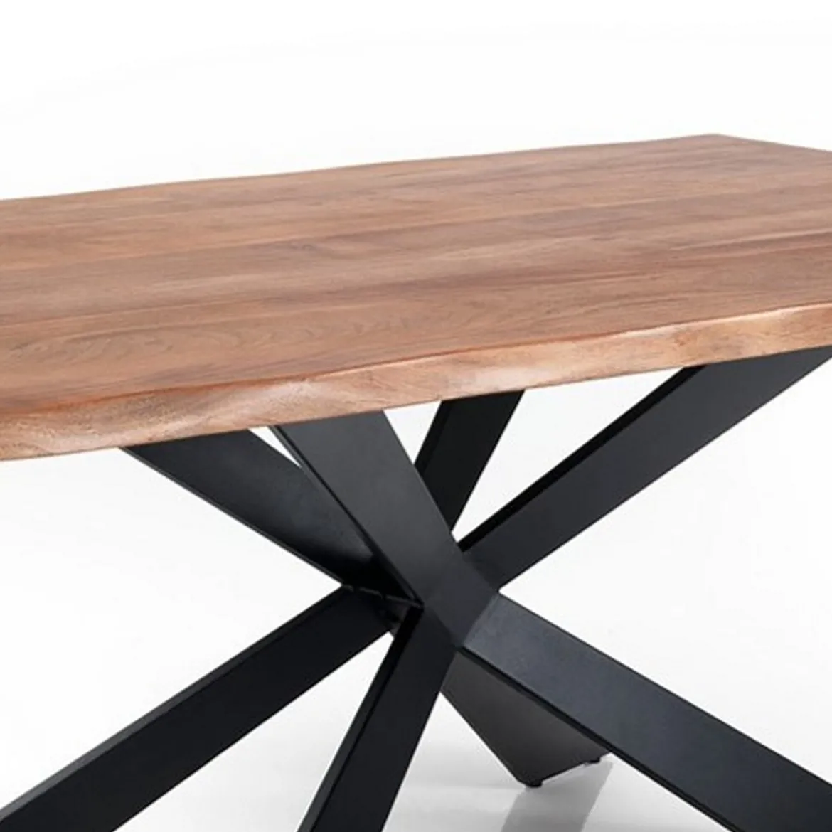 Amon Tavolo in Legno massello di Acacia con base in acciaio verniciato nero opaco 195x100 cm