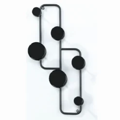 Anya appendiabiti da parete in acciaio nero opaco 6 pomelli 50x7xh20 cm