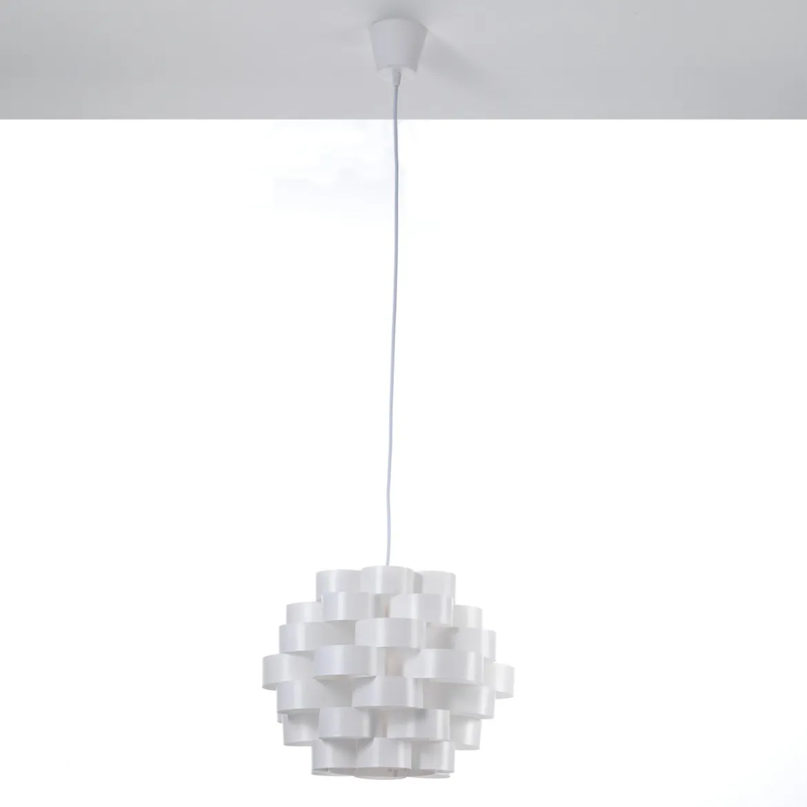 Arca lampadario in polipropilene bianco opaco con filo regolabile d40 h30 cm