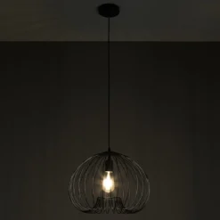 Arcon b lampadario con paralume in filo di acciaio nero opaco ø.42 h.32