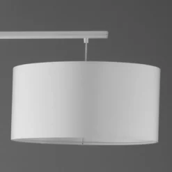 Arko lampada da terra in metallo bianco opaco con paralume in tessuto bianco 220x40 h210 cm