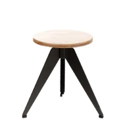 Arko sgabello regolabile a vite in legno finitura rovere e metallo grigio opaco 38x38xh40-60 cm