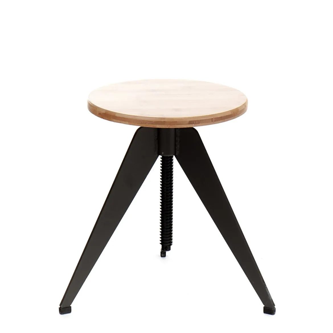 Arko sgabello regolabile a vite in legno finitura rovere e metallo grigio opaco 38x38xh40-60 cm