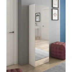 Art guardaroba / scarpiera a colonna bianco finitura larice con anta a specchio 50.5x28xh160 cm