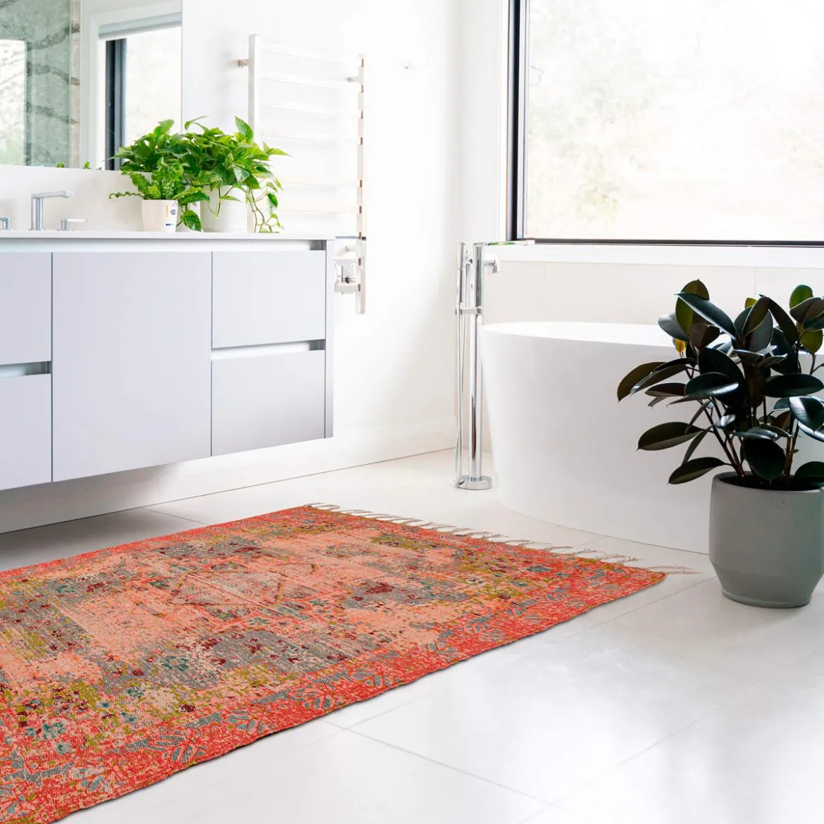 Artist tappeto bagno / scendiletto in cotone 100% con nappe 110x60 cm