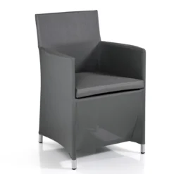 Bali grey poltrona da esterno in alluminio rivestito in pvc grigio scuro 56.5x58xh85 cm