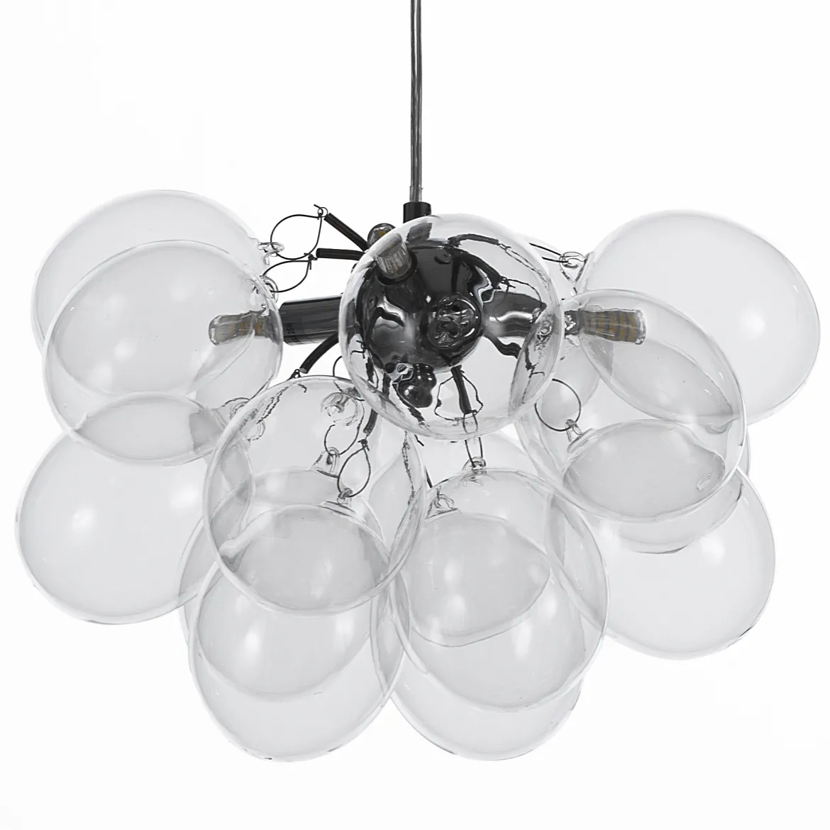 Balloons transparent lampadario in acciaio cromato 17 sfere in vetro trasparente 40x40xh25 cm