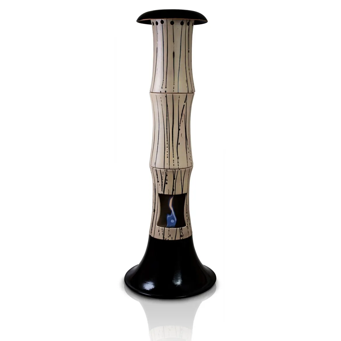 Bamboo cream camino da terra a bioetanolo in maiolica crema bruno ø55/25/38 h152