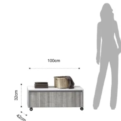 Base con ruote in legno finitura cenere e bianco lucido con guide ammortizzate