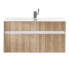 Base sospesa rovere tranchè con lavello e cestone 90x48xh45 cm