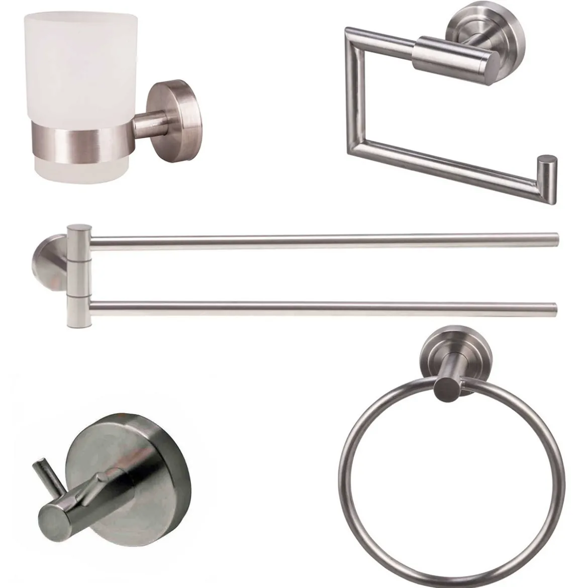 Basic bicchiere porta spazzolini da parete class in metallo e vetro satinato h10 l65 p10 cm