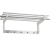 Basilica appendiabiti cappelliera legno laccato bianco opaco e metallo satinato cromato 70x30xh20 cm