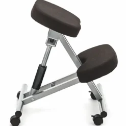 Bergen sgabello ergonomico in metallo finitura alluminio seduta tessuto nero 46x50 h55/65 cm