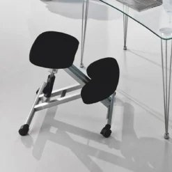 Bergen sgabello ergonomico in metallo finitura alluminio seduta tessuto nero 46x50 h55/65 cm