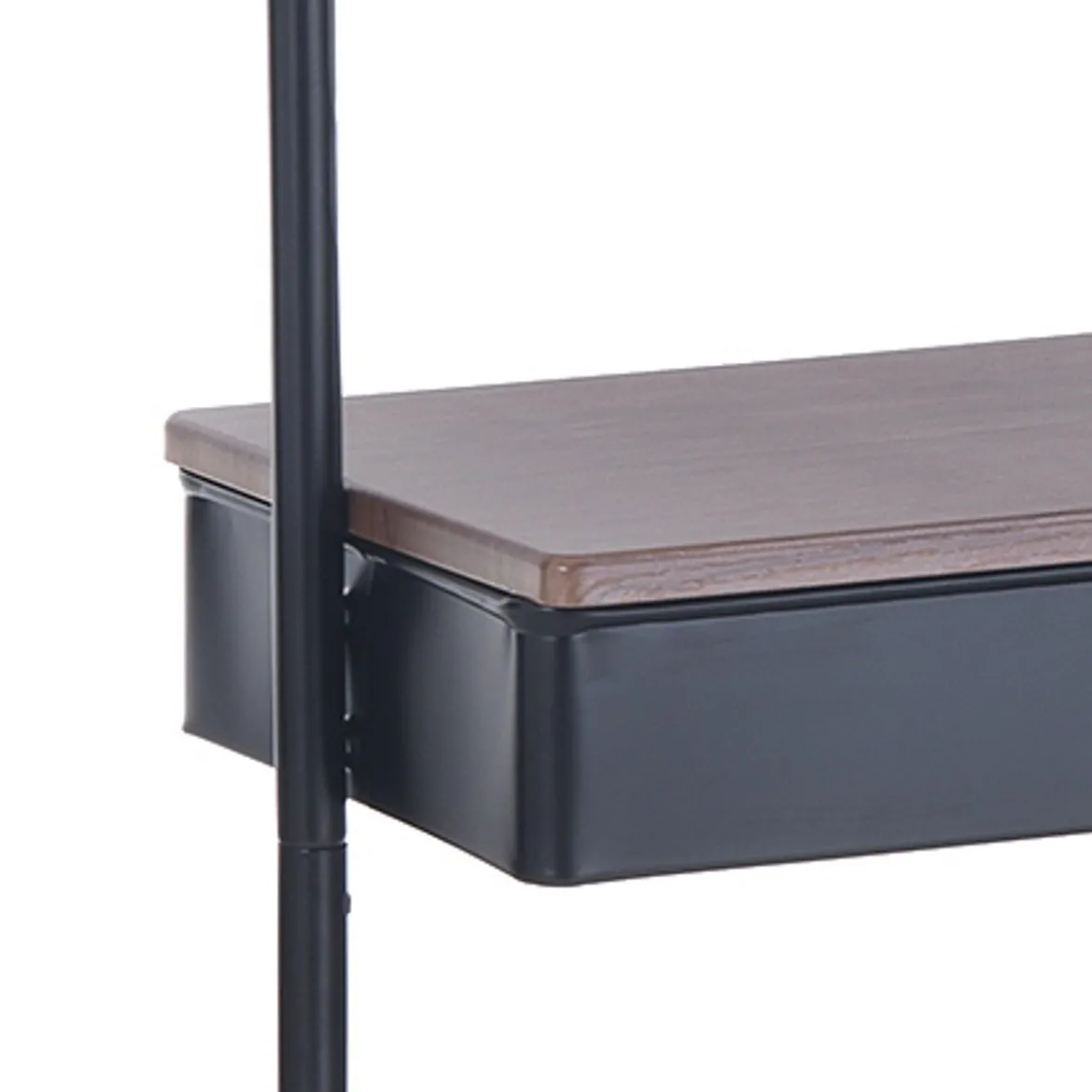 Billy stender in acciaio nero opaco ripiano effetto legno 60x37xh190 cm