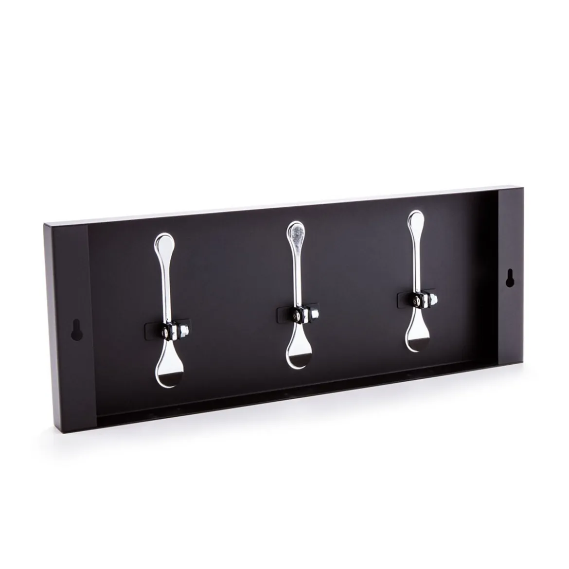 Bin 3 black appendiabiti da muro in metallo nero opaco h18 l48 p3 cm