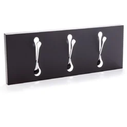 Bin 3 black appendiabiti da muro in metallo nero opaco h18 l48 p3 cm