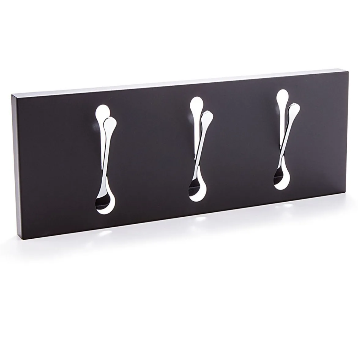 Bin 3 black appendiabiti da muro in metallo nero opaco h18 l48 p3 cm