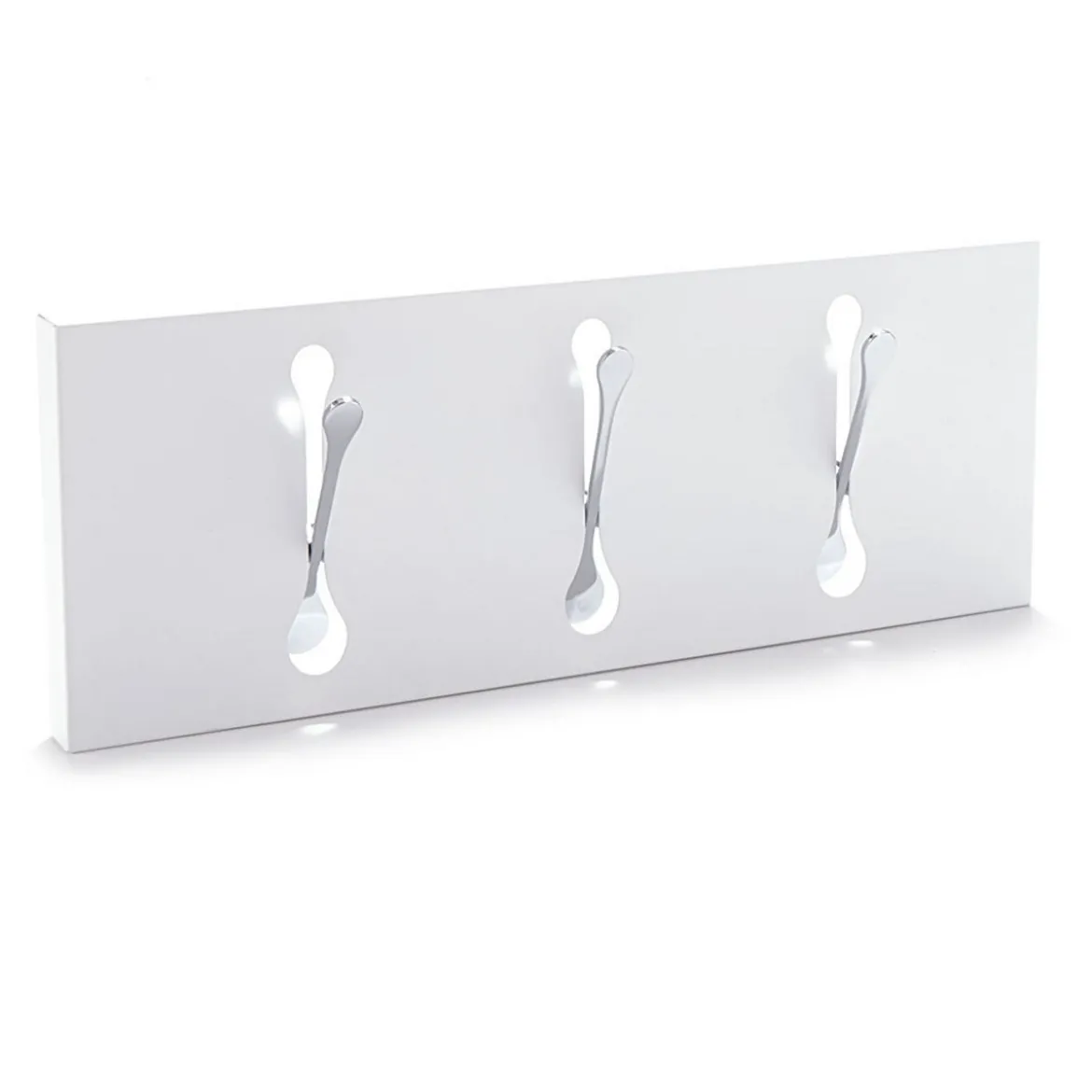 Bin 3 white appendiabiti da muro in metallo bianco opaco h18 l48 p3 cm