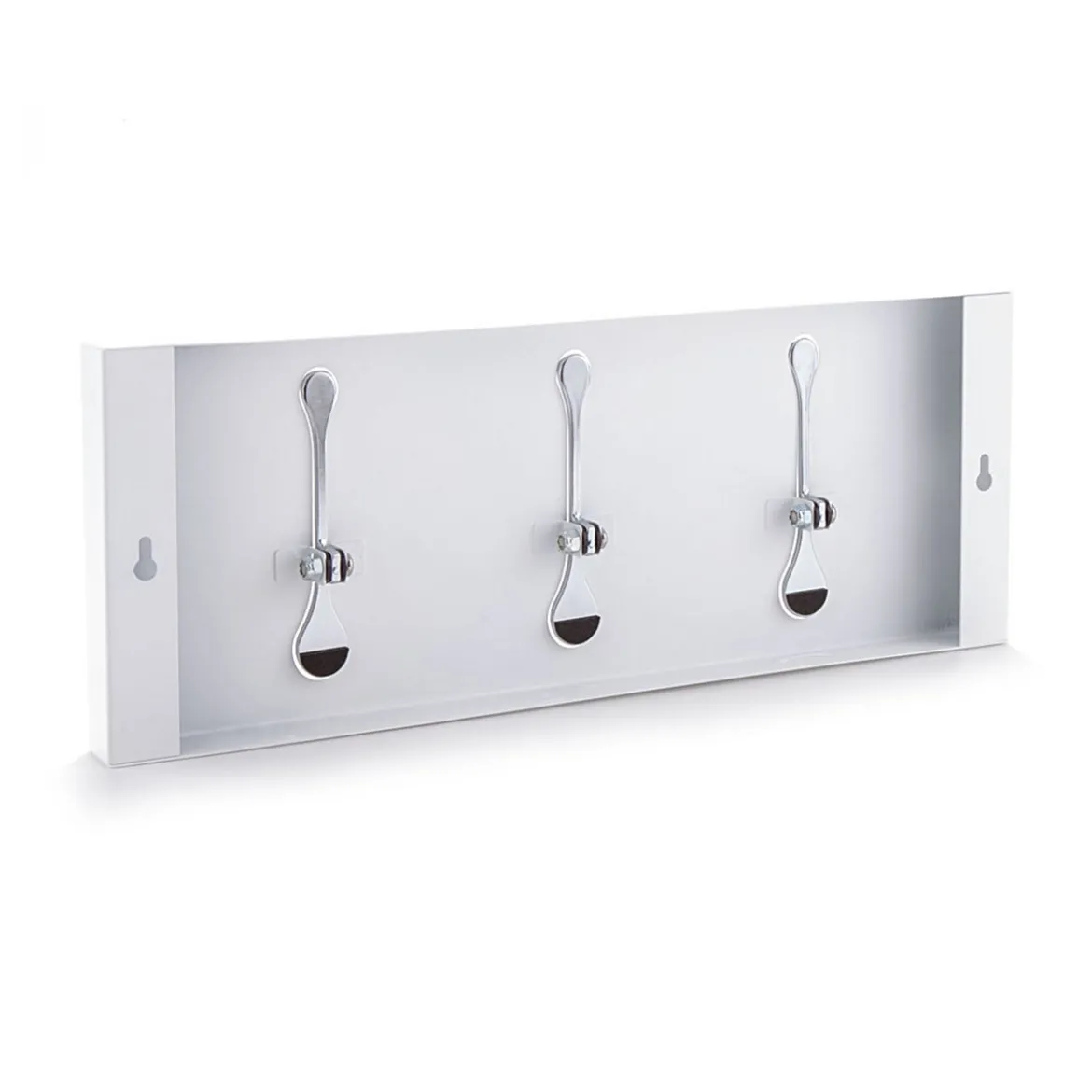 Bin 3 white appendiabiti da muro in metallo bianco opaco h18 l48 p3 cm