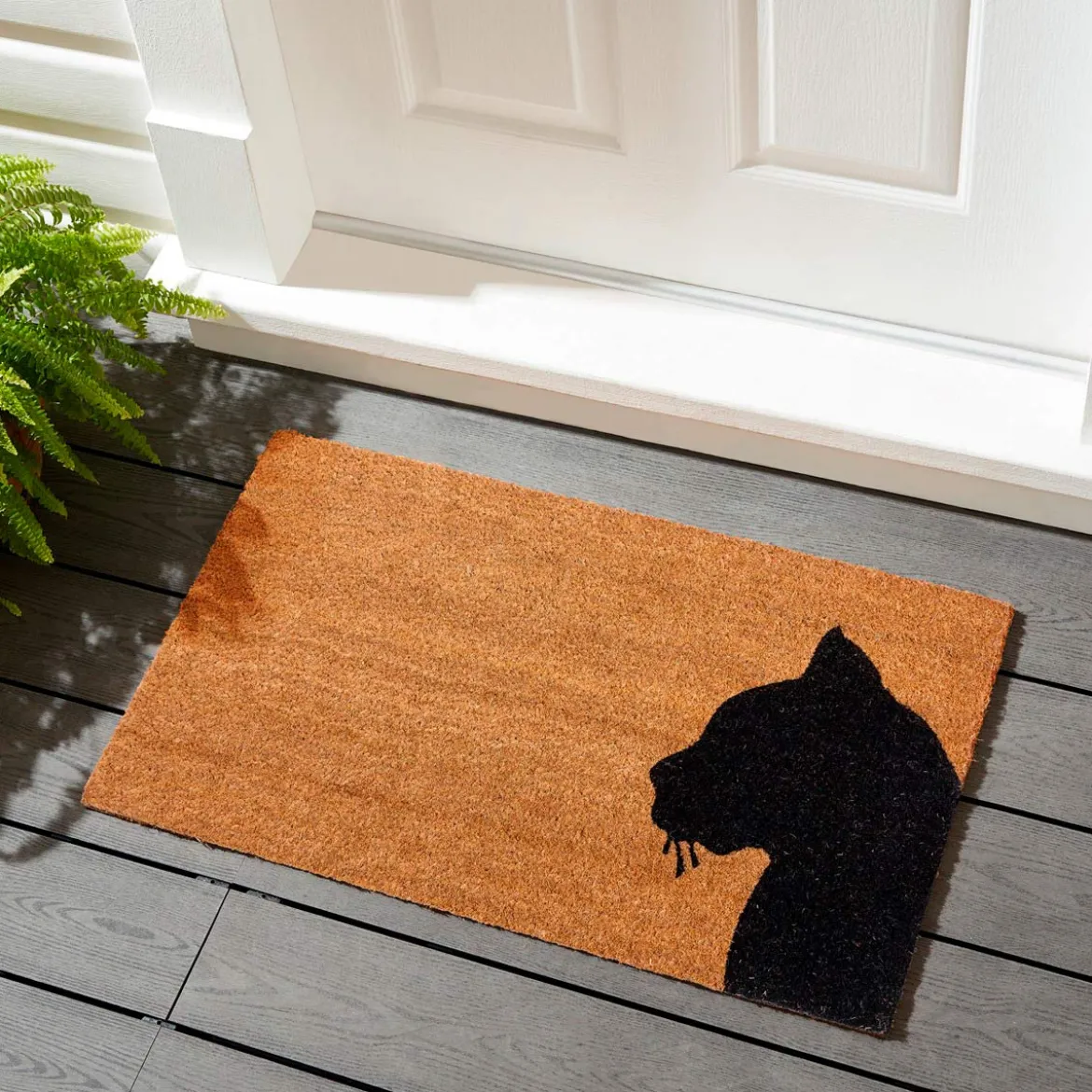 Black cat zerbino in fibre di cocco con retro antiscivolo 75x45 cm