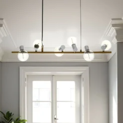 Branch lampadario in metallo ottone luci direzionabili e filo regolabile 90 h120 cm