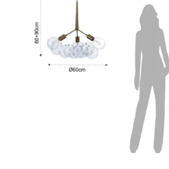 Brunch lampadario in metallo verniciato ottone con sfere in vetro d60 h60 cm