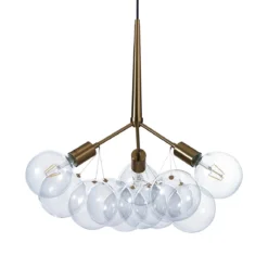 Brunch lampadario in metallo verniciato ottone con sfere in vetro d60 h60 cm