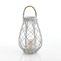 Bubu lanterna in rattan grigia e vetro 36x36xh50 cm