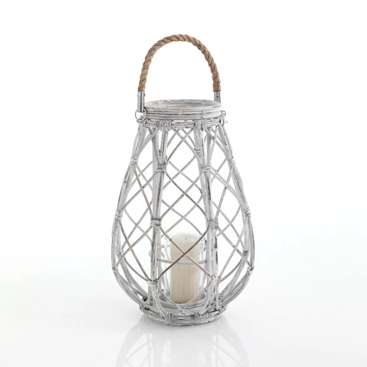Bubu lanterna in rattan grigia e vetro 36x36xh50 cm
