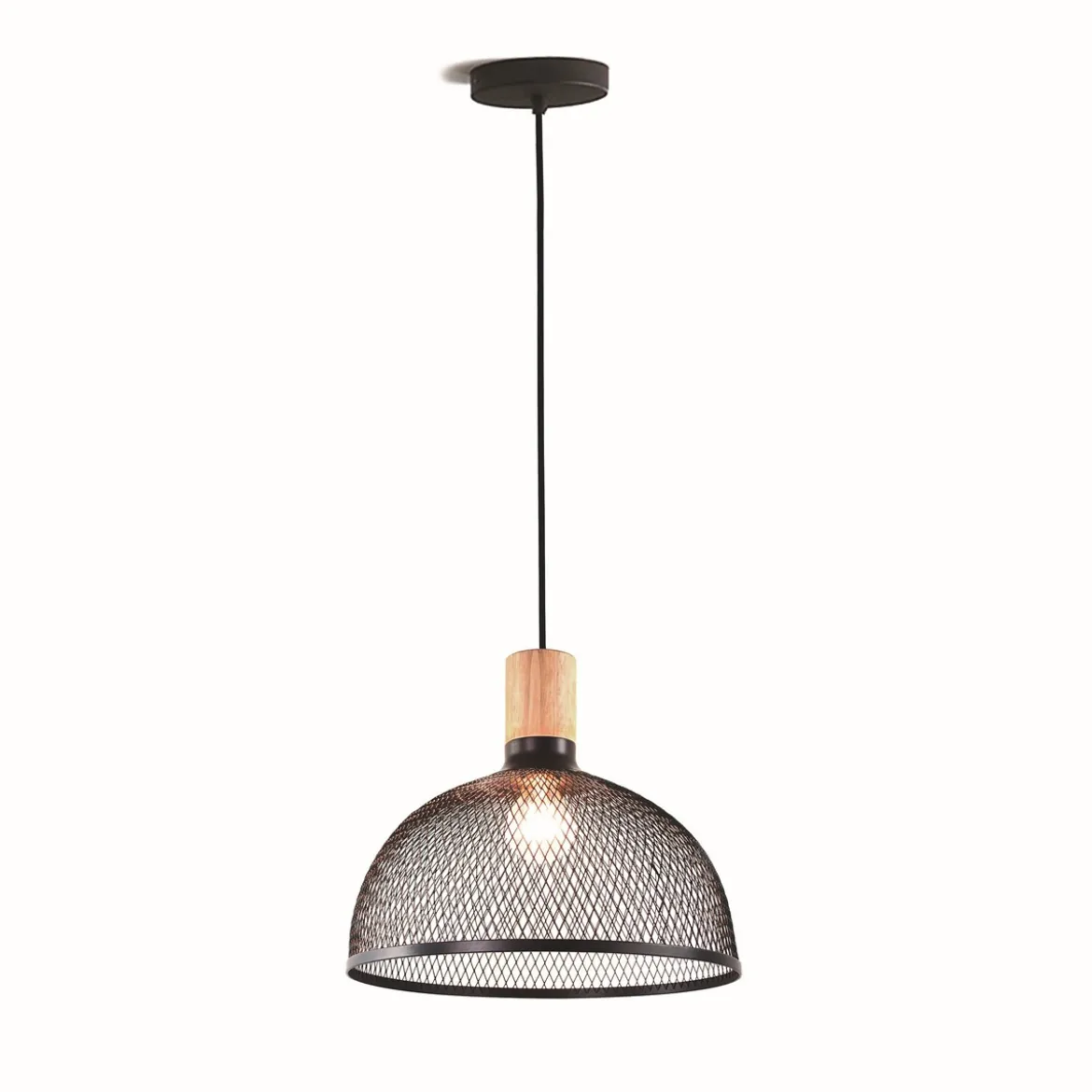Cap lampadario in metallo nero opaco filo regolabile d34 h28 cm