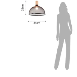 Cap lampadario in metallo nero opaco filo regolabile d34 h28 cm